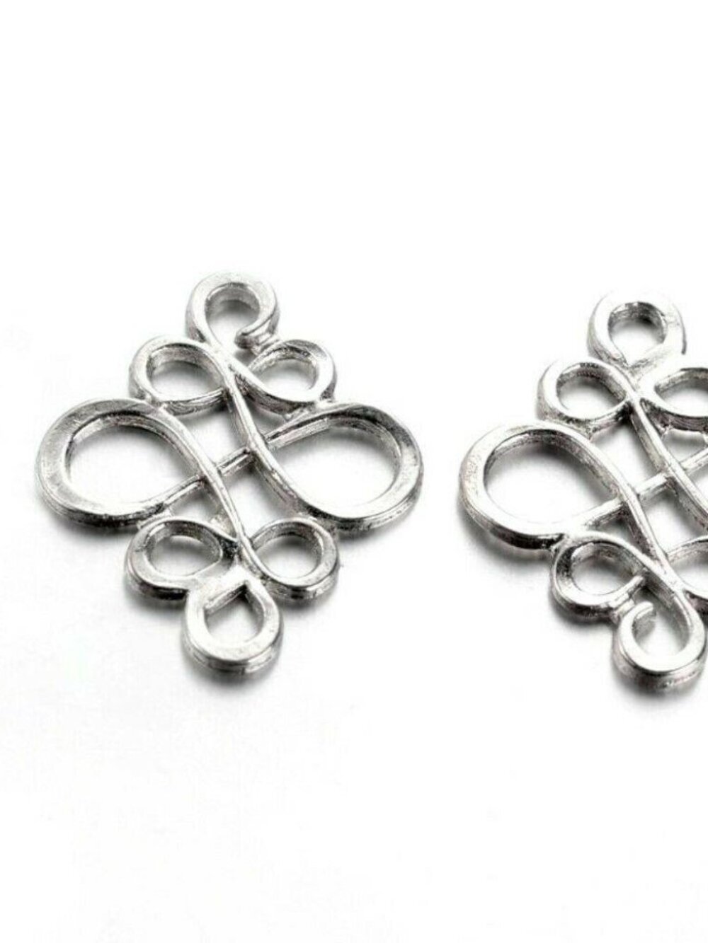 Antique Silver Art Deco Nouveau Flourish Swirl Charms Connectors Links 10 pcs